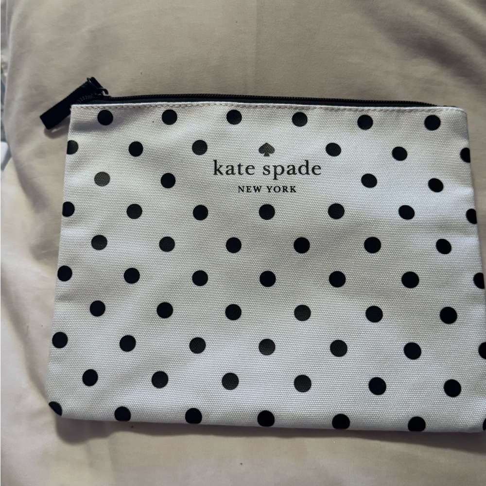 kate spade White and Black Polka Dot Cosmetic Pouch
